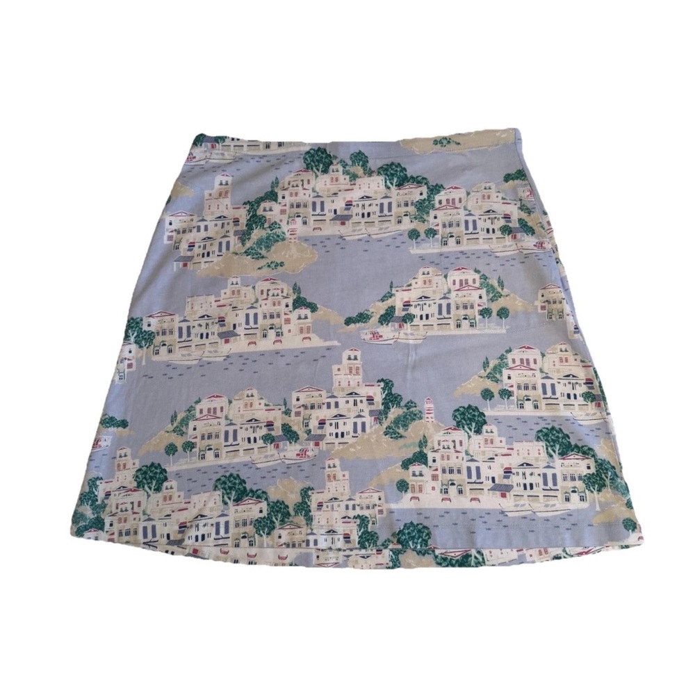 J. Jill Skirt Womens M Multicolor Coastal Village A-Line Knee Length Stretch